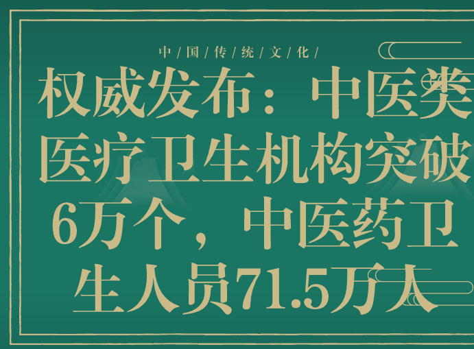 權(quán)威發(fā)布：中醫(yī)類醫(yī)療衛(wèi)生機(jī)構(gòu)突破6萬(wàn)個(gè)，中醫(yī)藥衛(wèi)生人員71.5萬(wàn)人